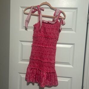 Pink Floral Tiered Dress